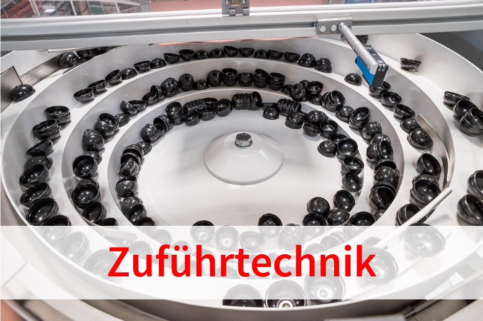 Schaltfläche Zuführtechnik Wendelförderer mit schwarzen Kappen für Gewürzmühlen